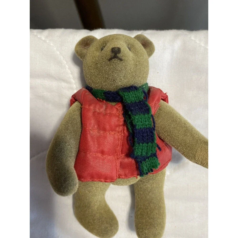 Gund Miniature Jointed Winter Teddy Bear Puffer Jacket Scarf Vintage HTF